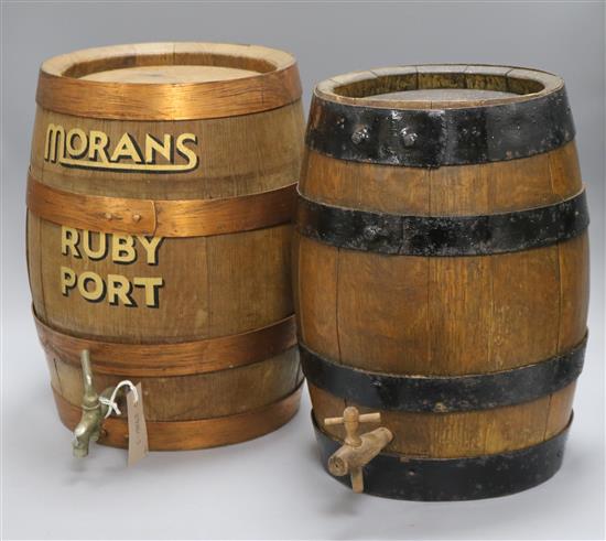 A Morans Ruby Port barrel and tap and another